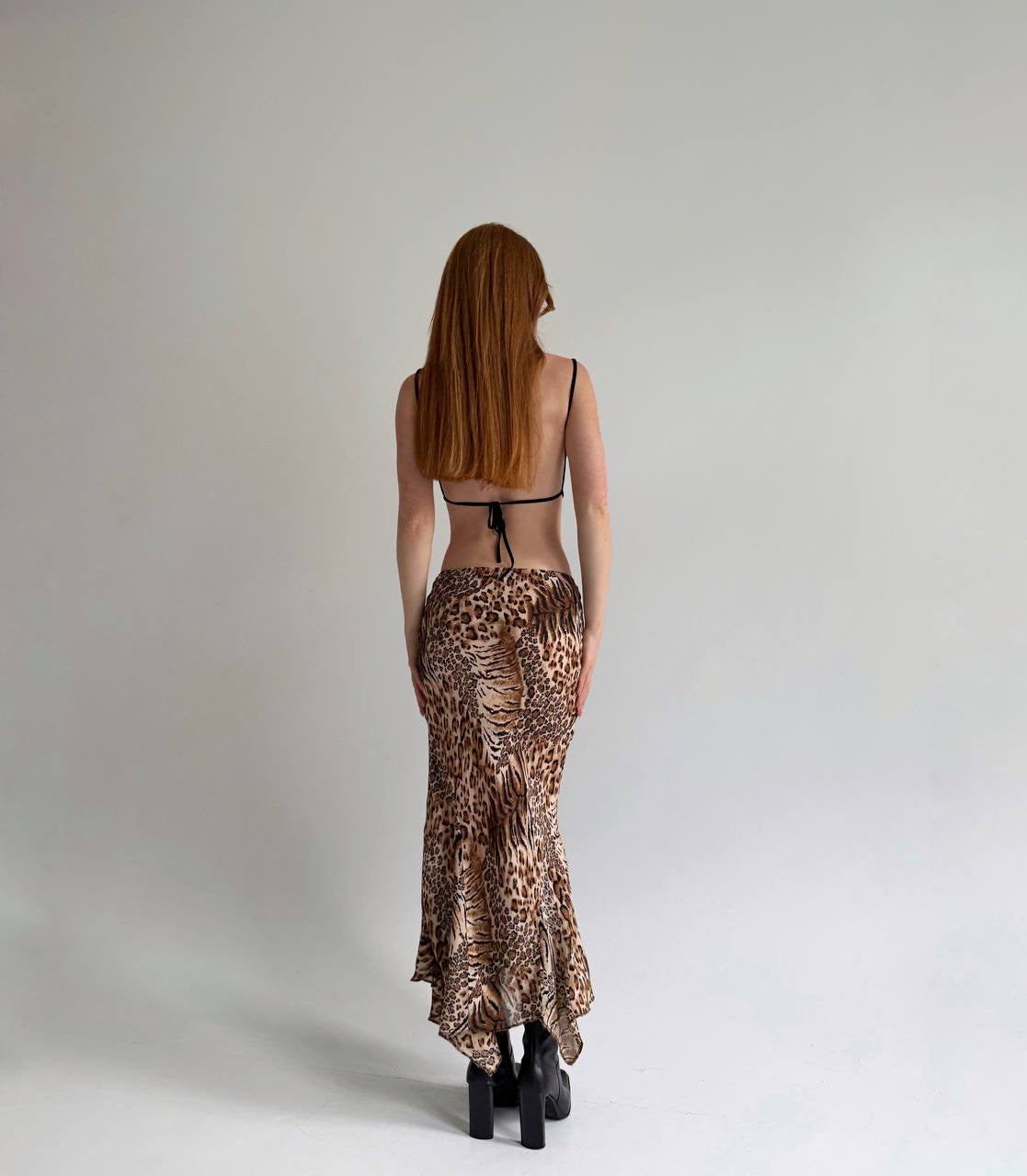 Vintage viscose leopard print skirt