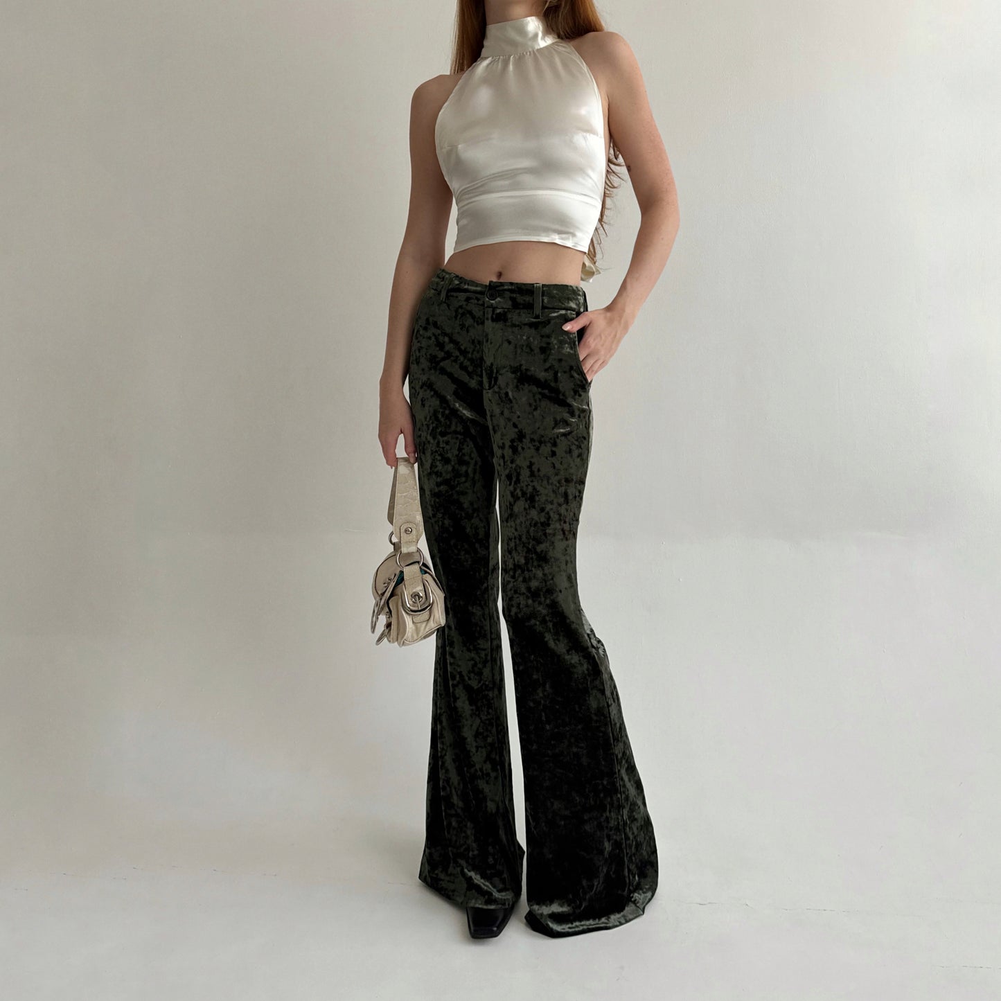 Vintage khaki veloure flared pants