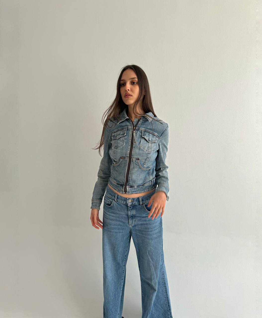 Y2K washed denim jacket