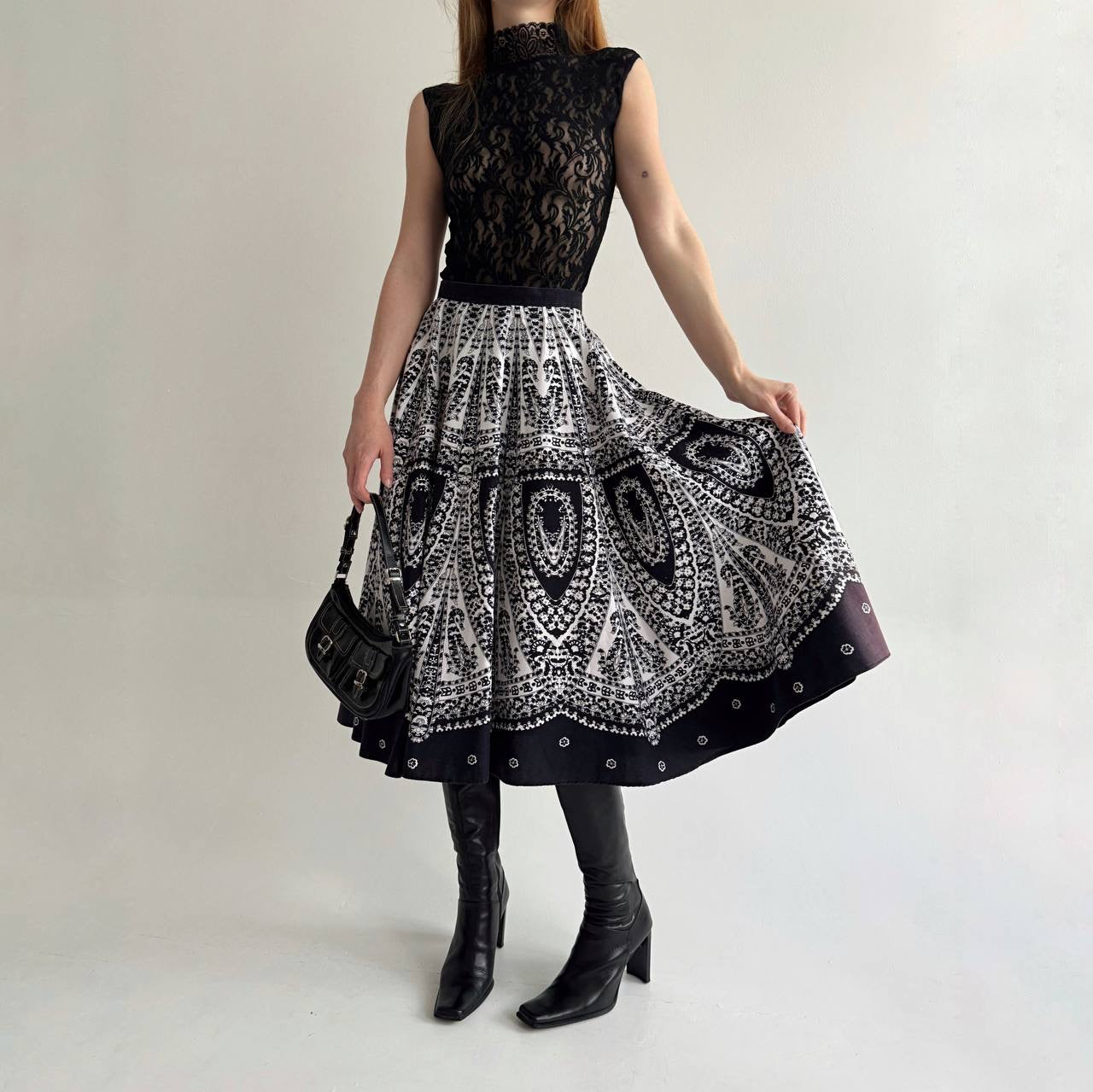 Vintage cotton A shape midi skirt