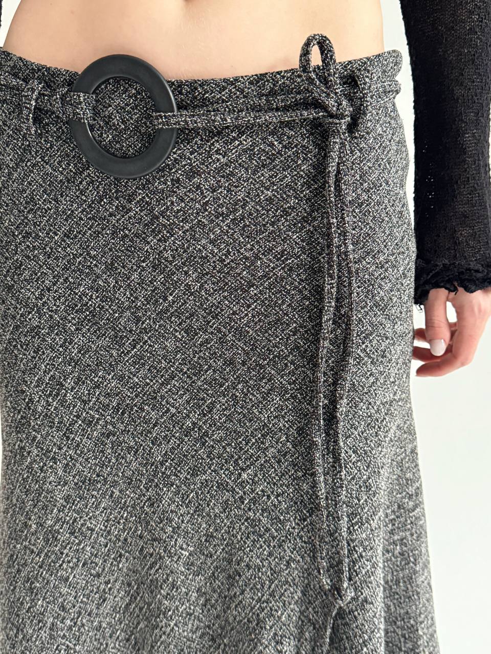 Vintage 55% linen 35% viscose grey midi skirt