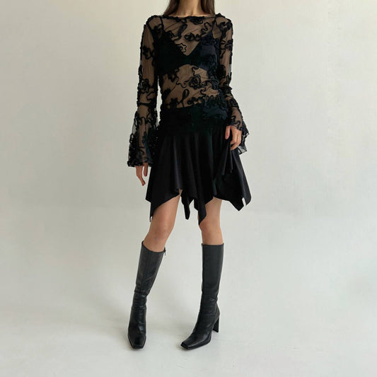 Vintage asymmetrical black skirt