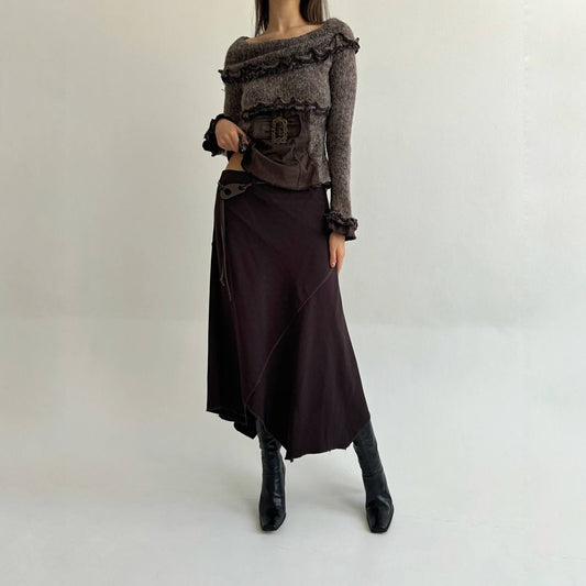Vintage asymmetrical brown skirt
