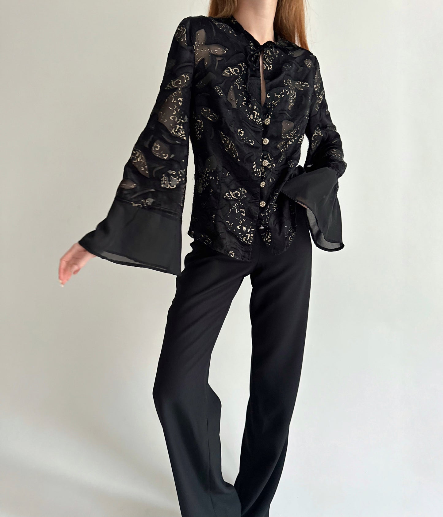 Vintage blouse with mesh details