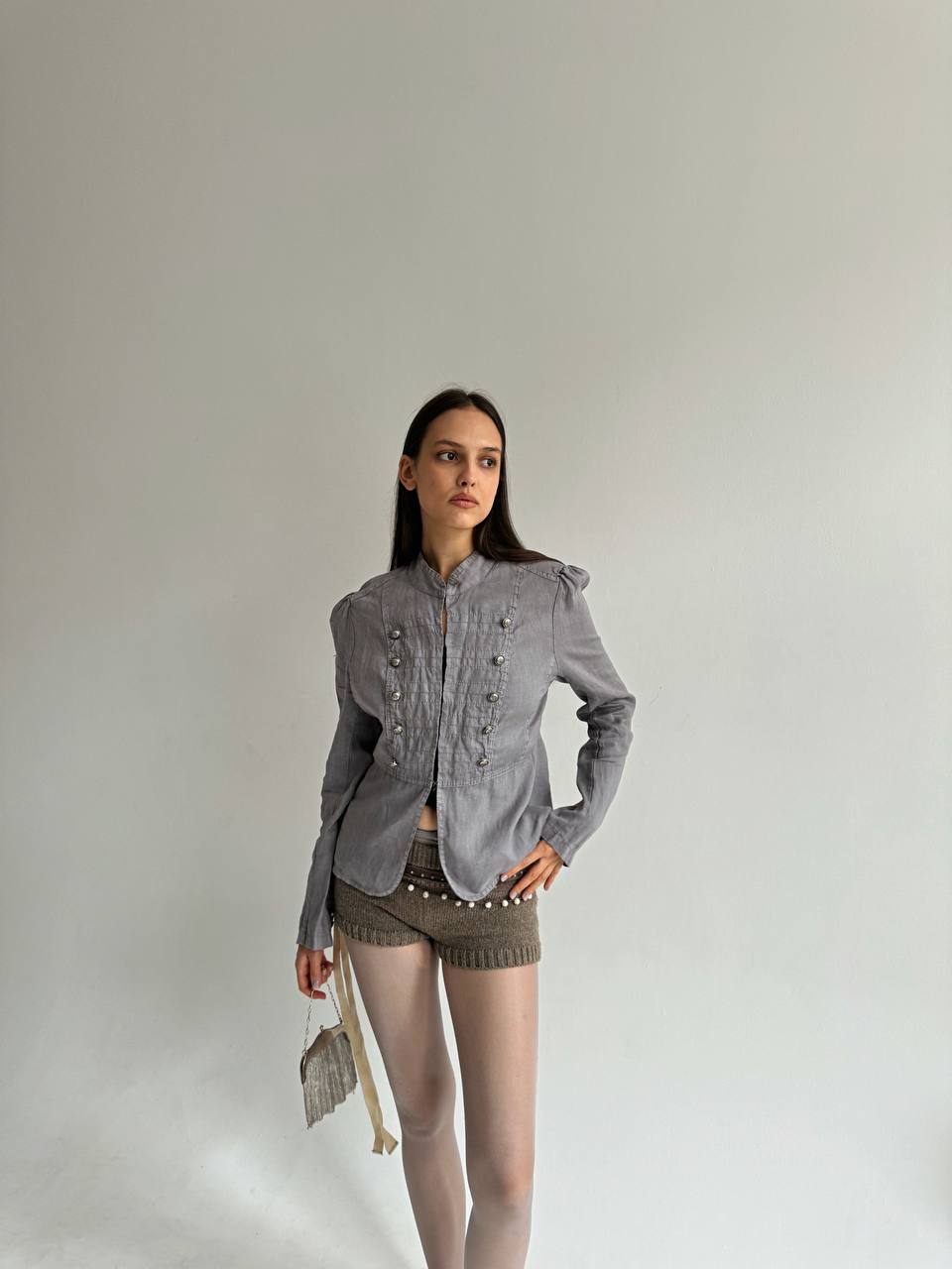 Vintage linen soldier jacket made in Italy