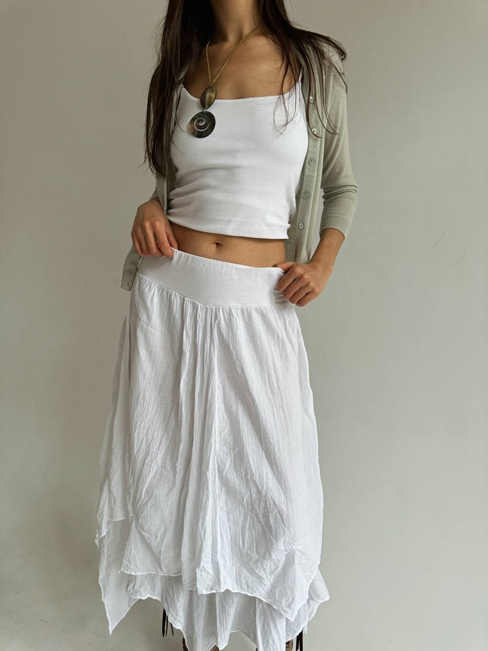 Vintage cotton asymmetrical white skirt