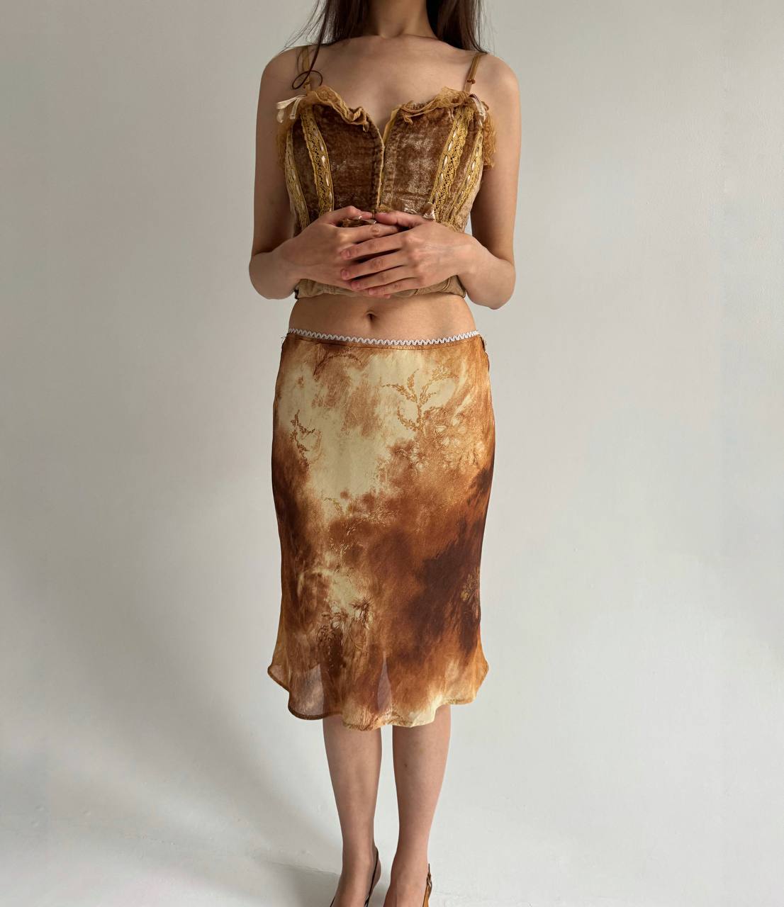 Vintage viscose printed skirt