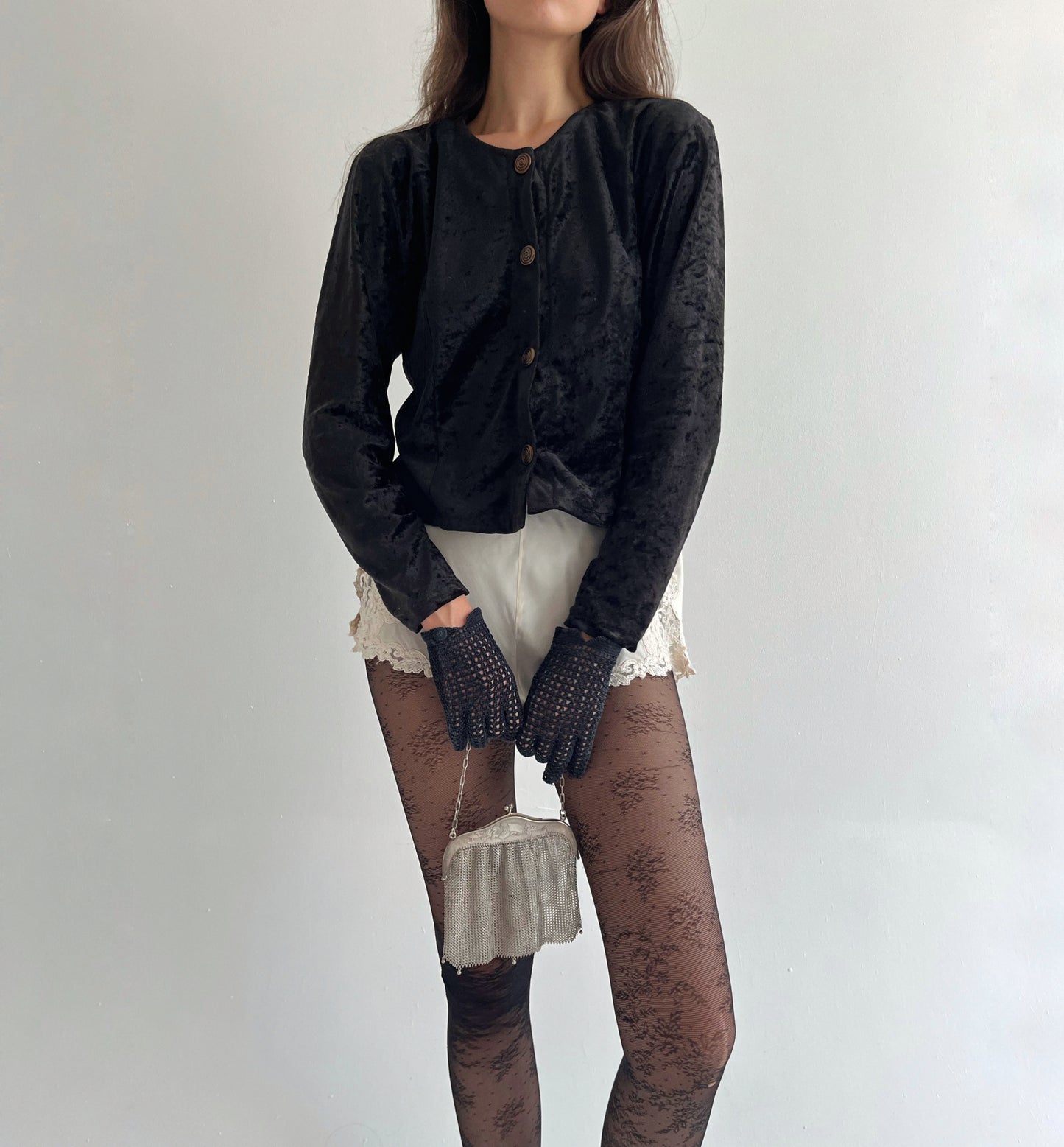 Vintage French velvet cardigan