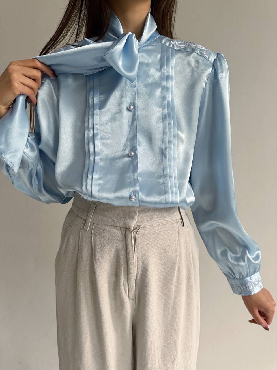 Vintage satin blue blouse
