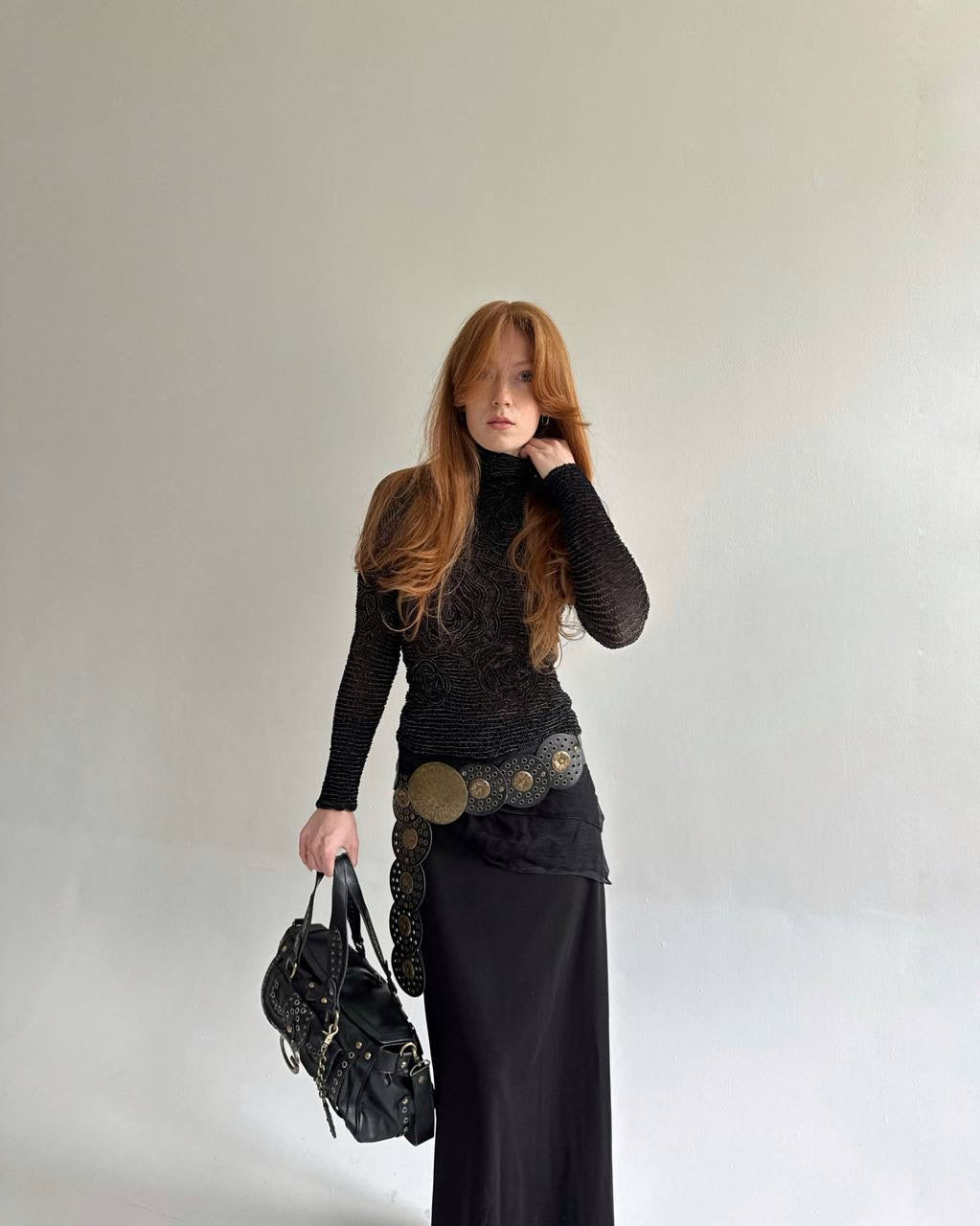 Vintage crinkle elastic blouse made in Japan
