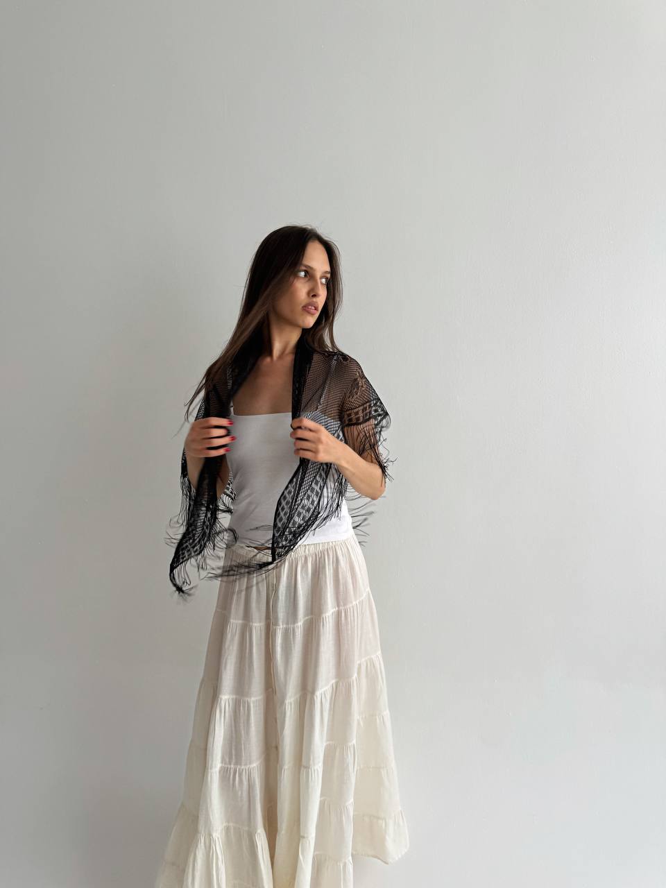 Vintage lace black scarf
