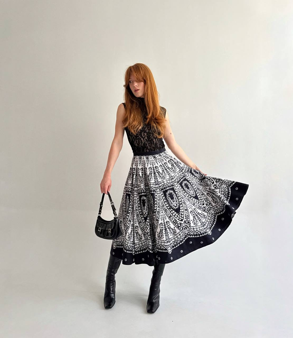 Vintage cotton A shape midi skirt