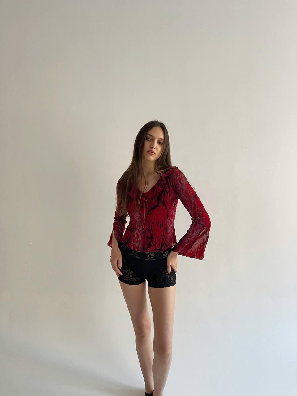 Vintage French red gothic blouse