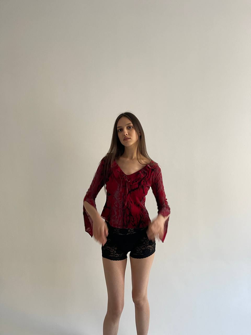 Vintage French red gothic blouse