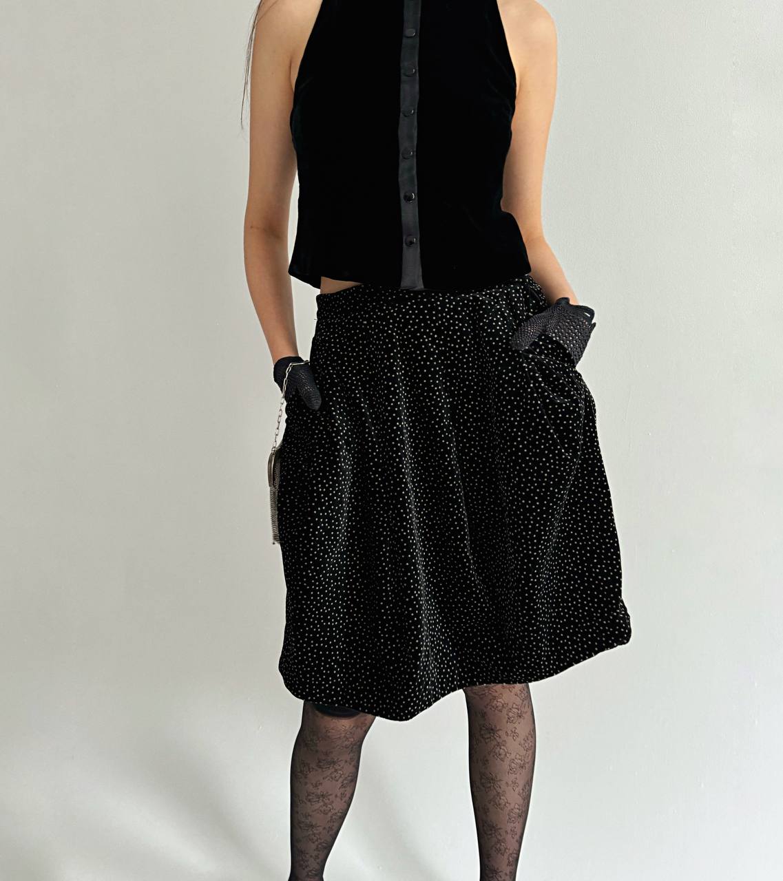 Vintage Giorgio Armani velvet polka dot skirt