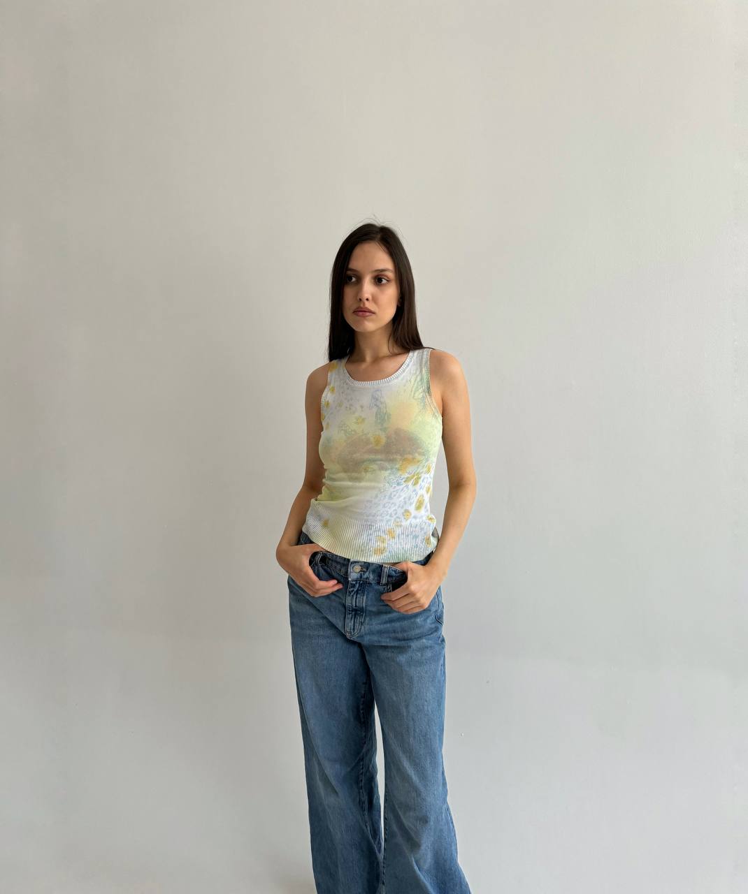 Vintage pastel printed tank top