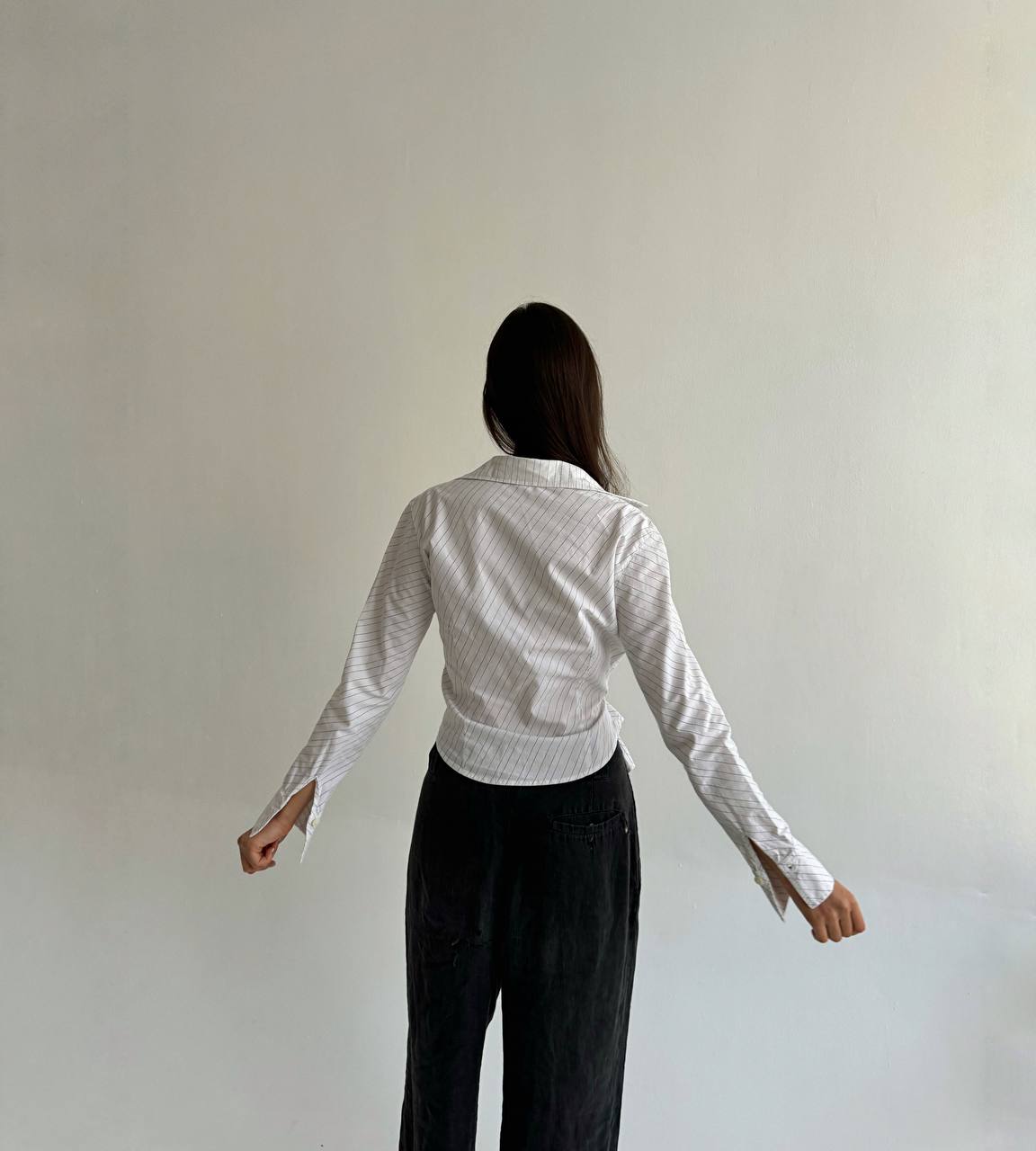 Vintage cotton asymmetrical buckle blouse