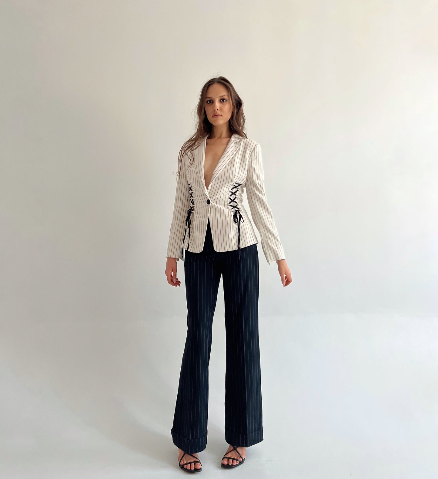 Vintage striped creased pants