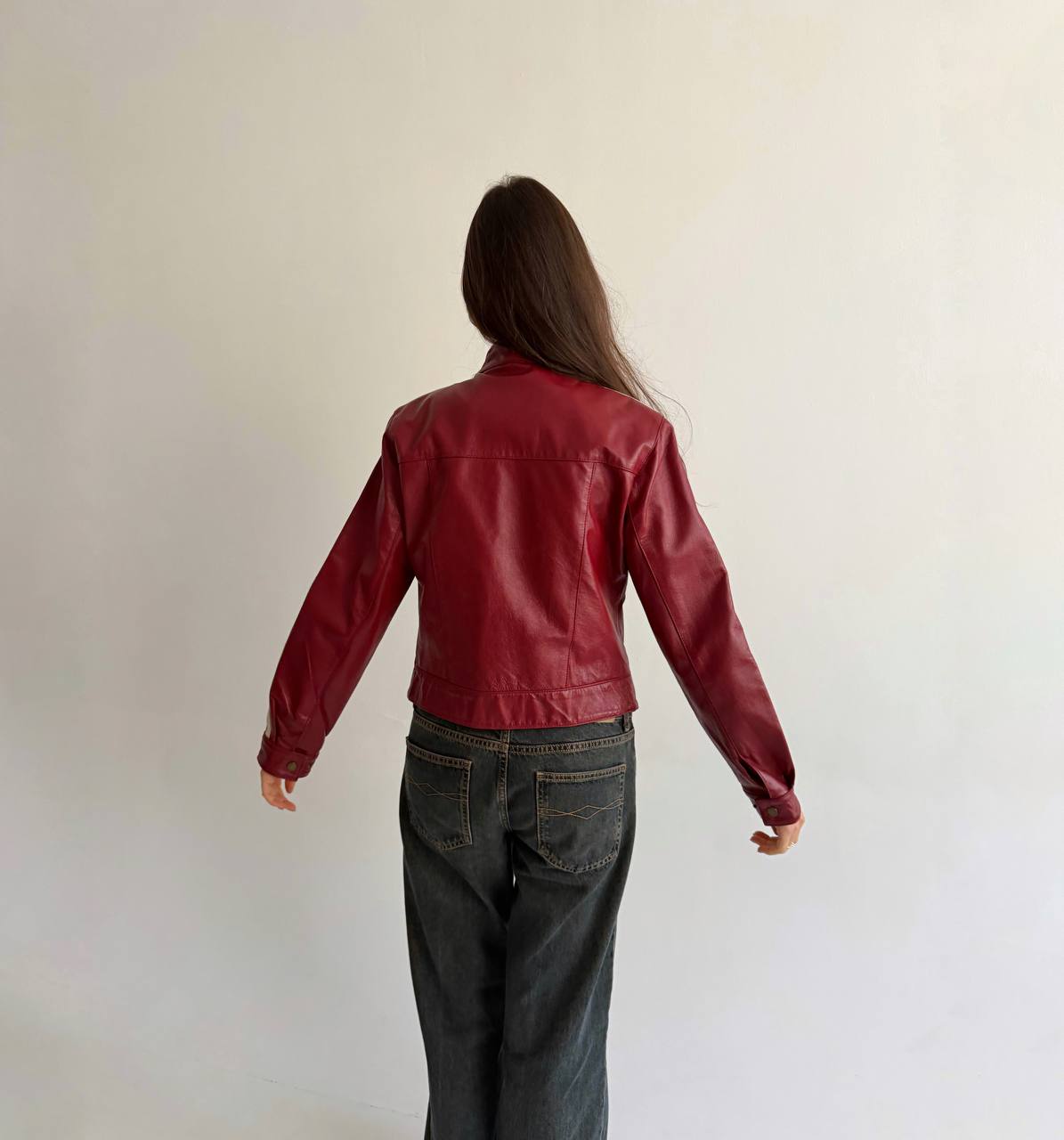Vintage genuine leather red jacket
