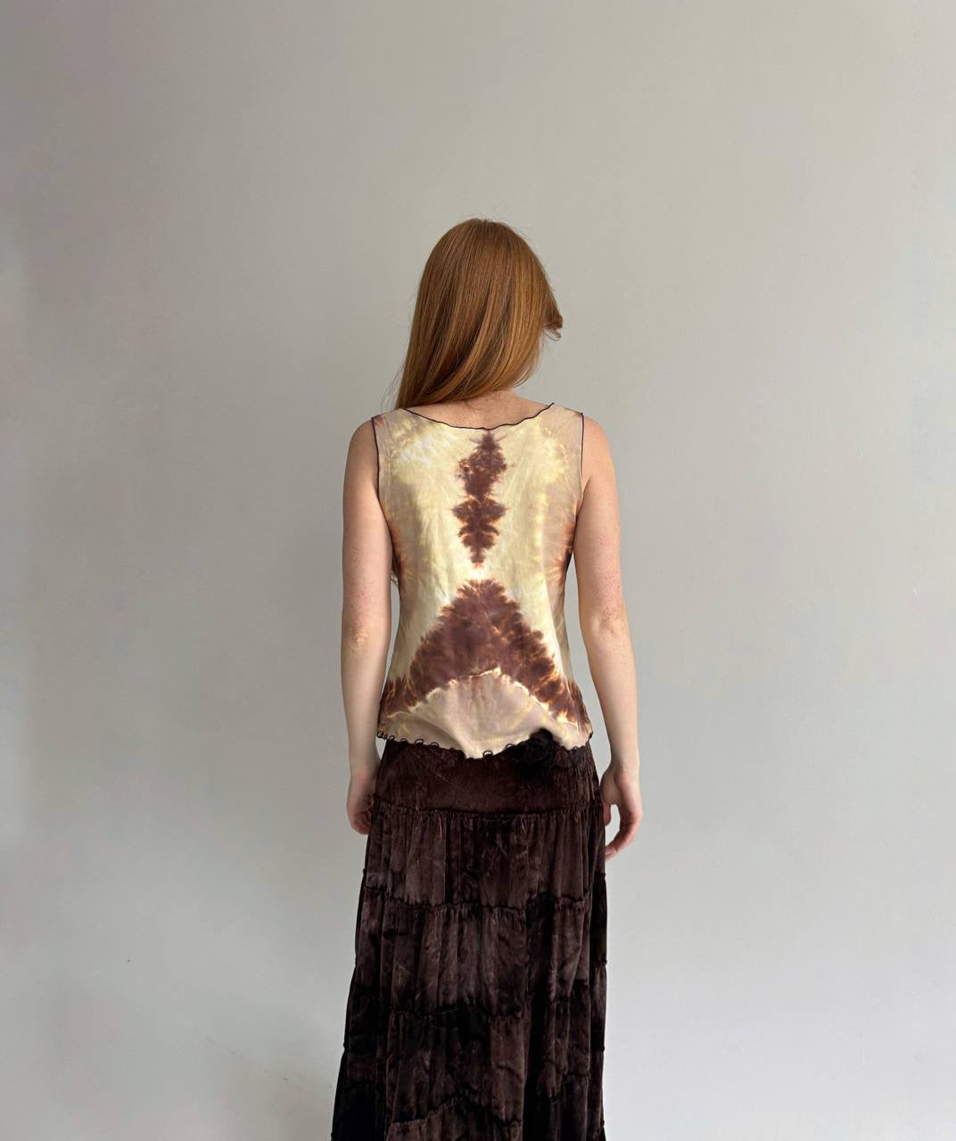 Vintage cotton tie dye brown top