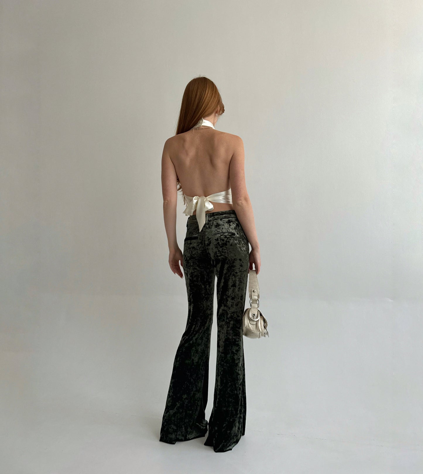 Vintage khaki veloure flared pants