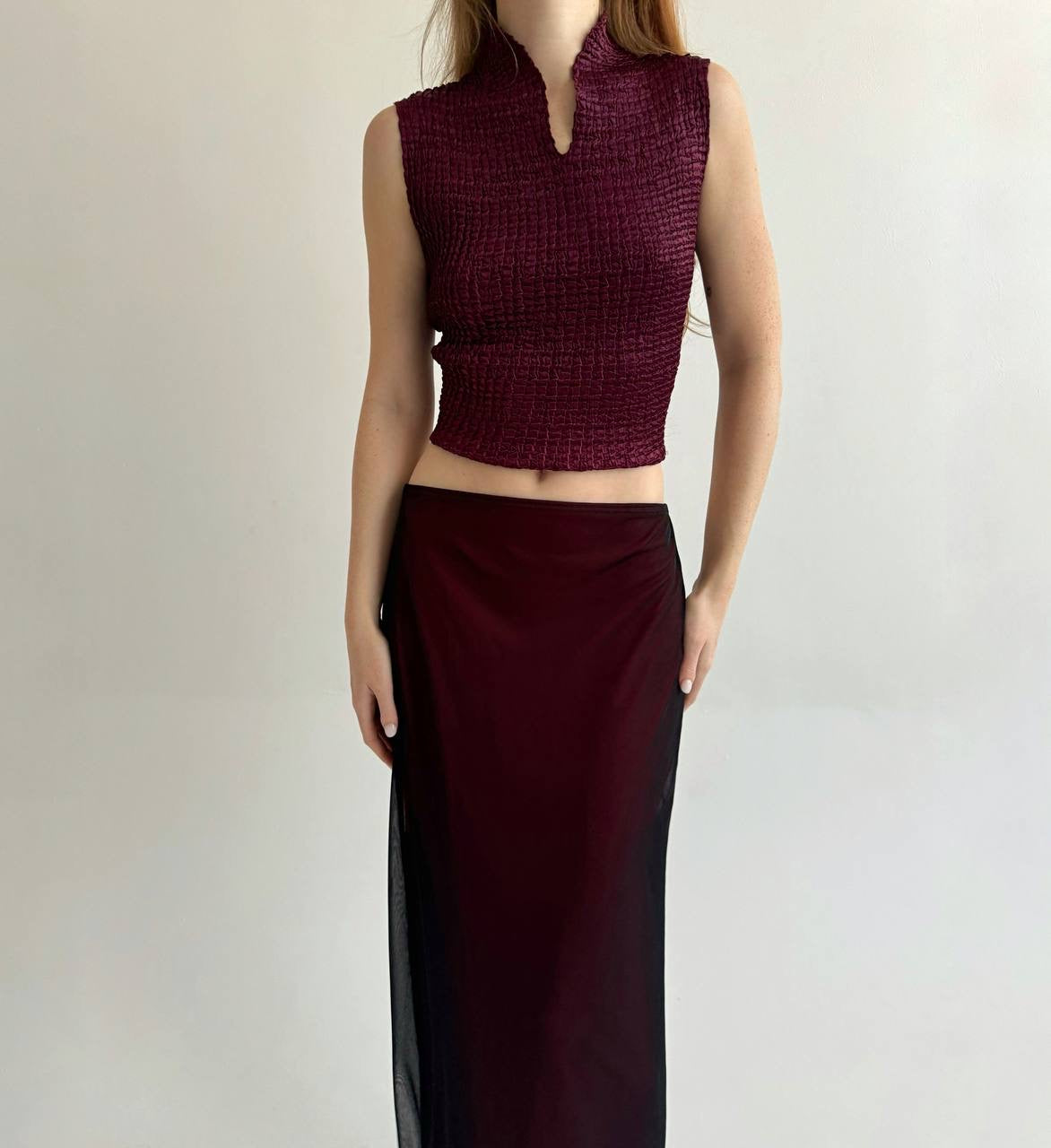 Vintage burgundy maxi skirt