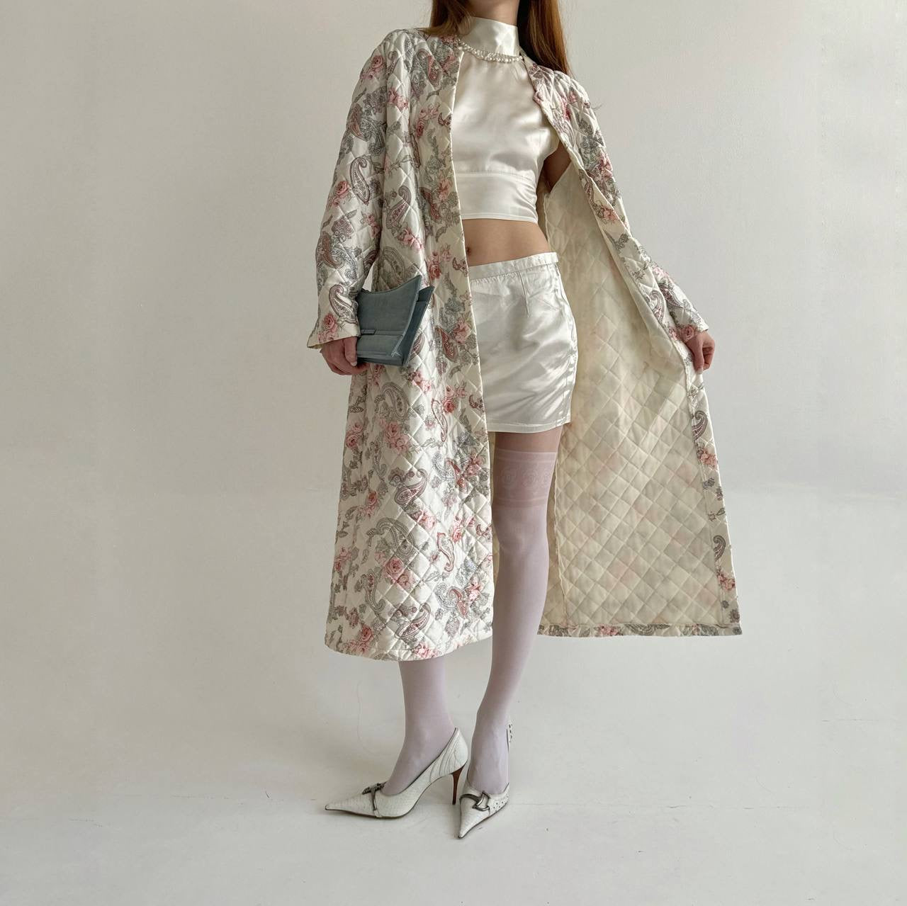 Vintage quilted flower pattern coat