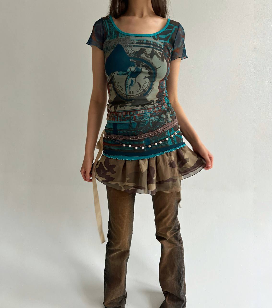 Y2K Save The Queen mesh blouse