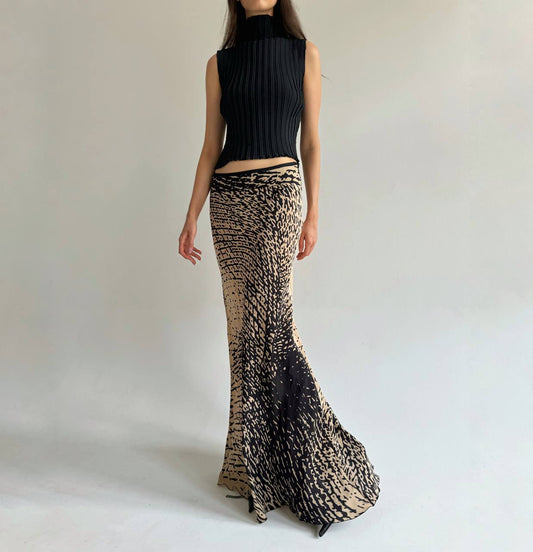 Iceberg silk super long printed skirt