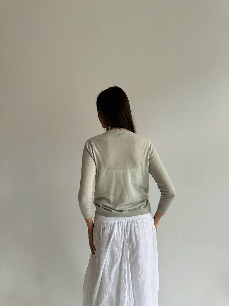 Y2K wool and cashmere sage cardigan