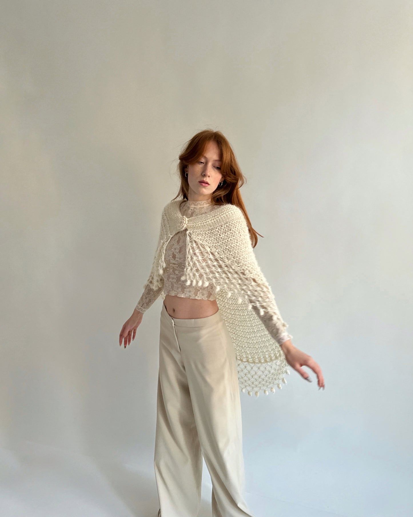 Vintage crochet poncho cardigan
