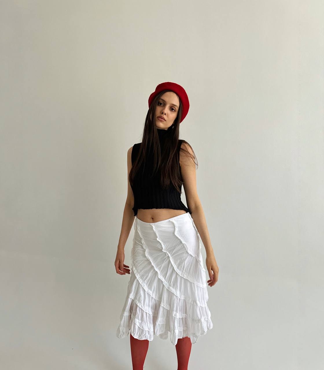 Vintage cotton white ruffled skirt