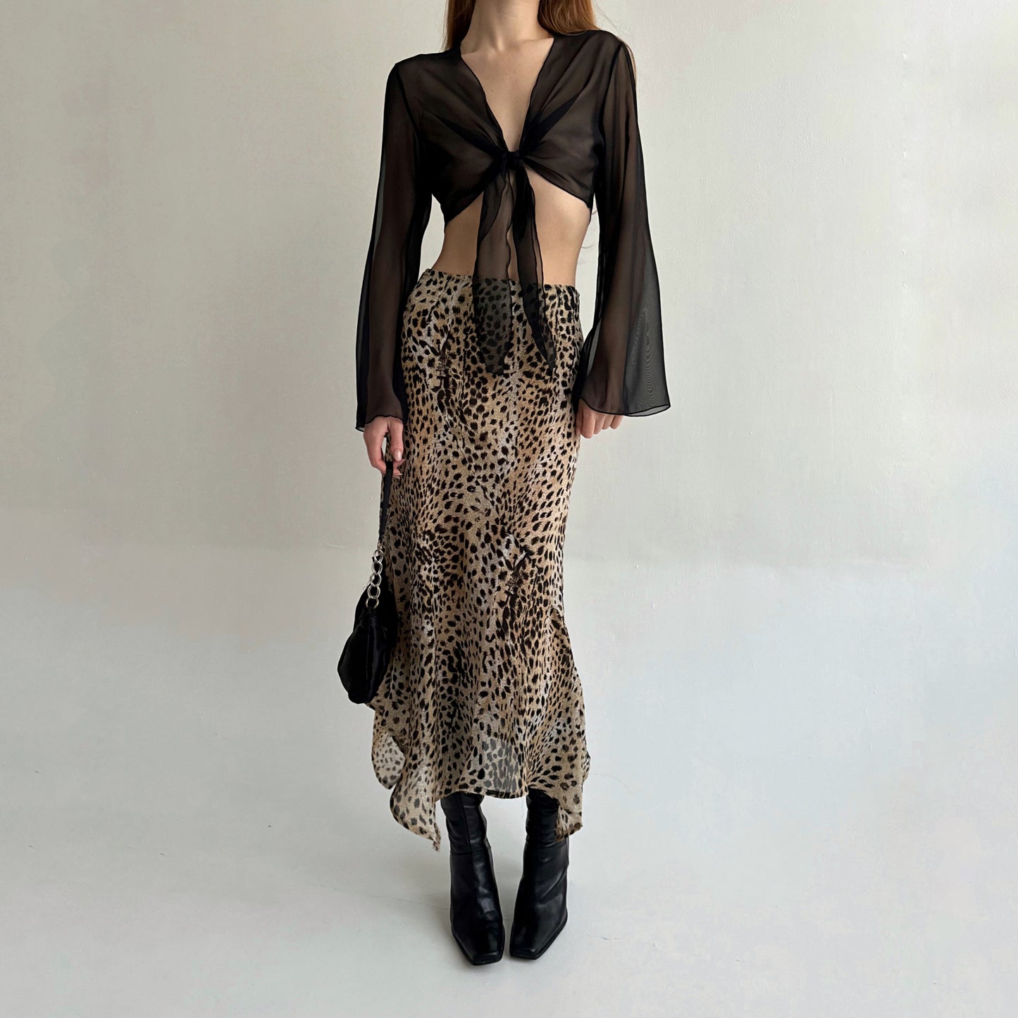Vintage asymmetrical animal printed skirt