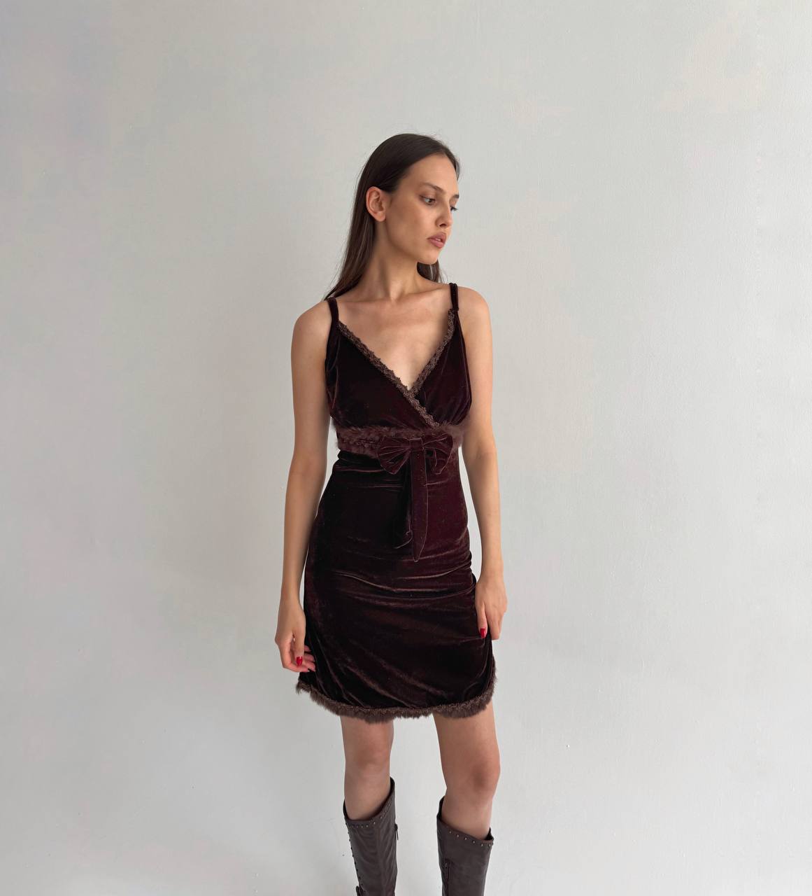 Vintage brown velvet dress