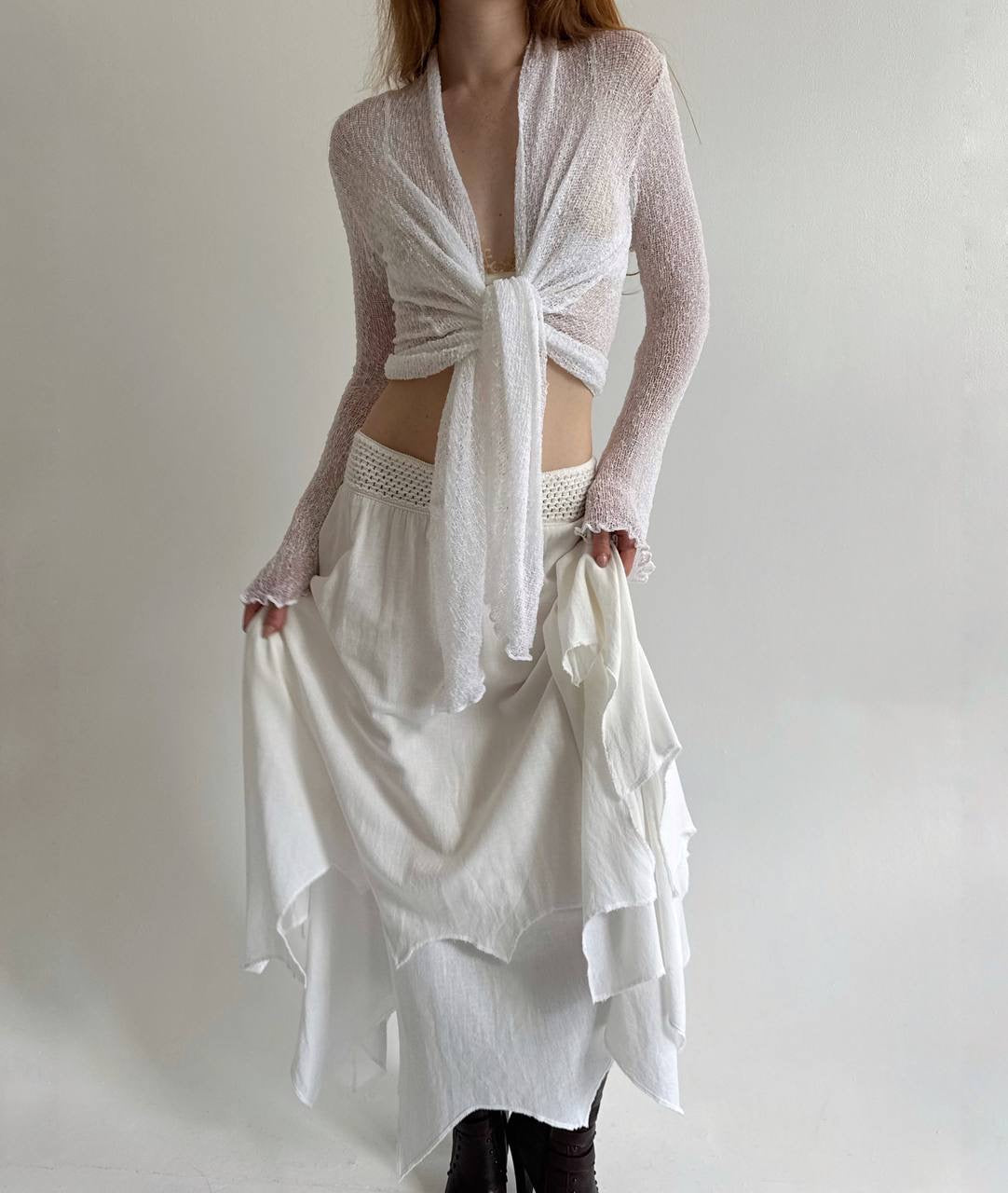Vintage rayon handmade crochet top