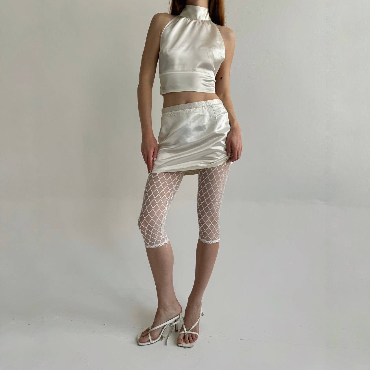 Vintage high waisted satin mini skirt