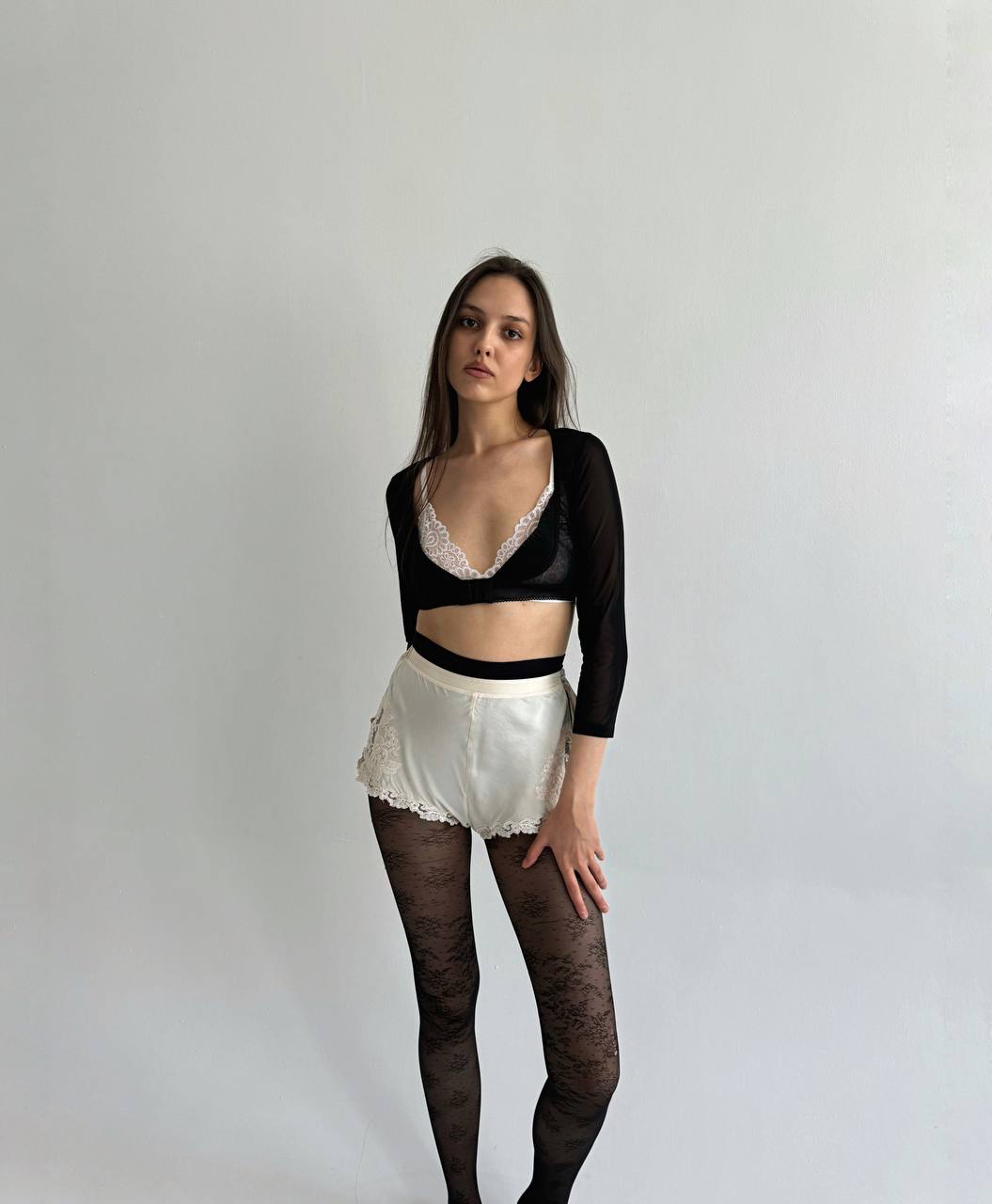 Y2K mesh black lingerie top