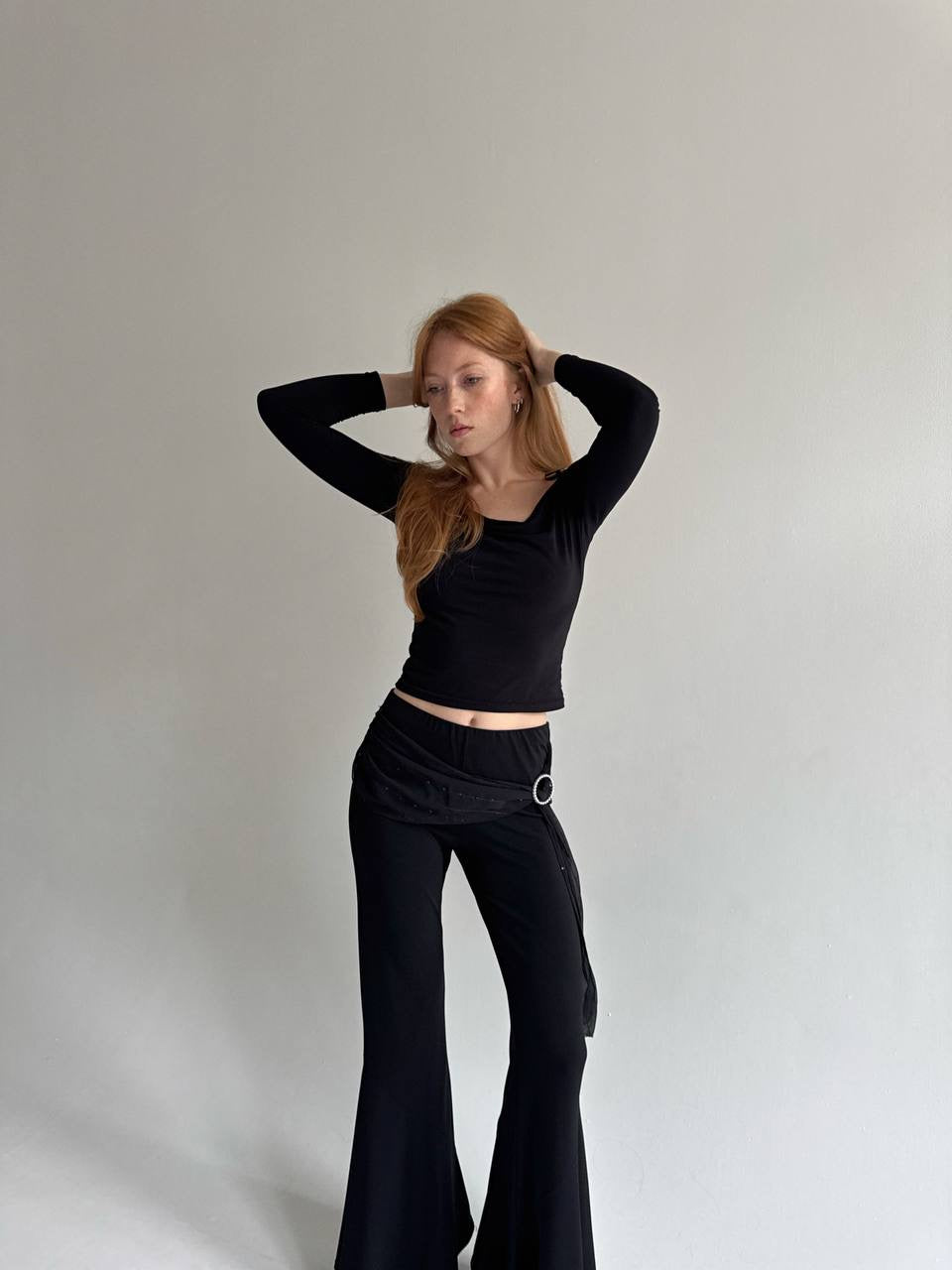Vintage black stretchy flared pants