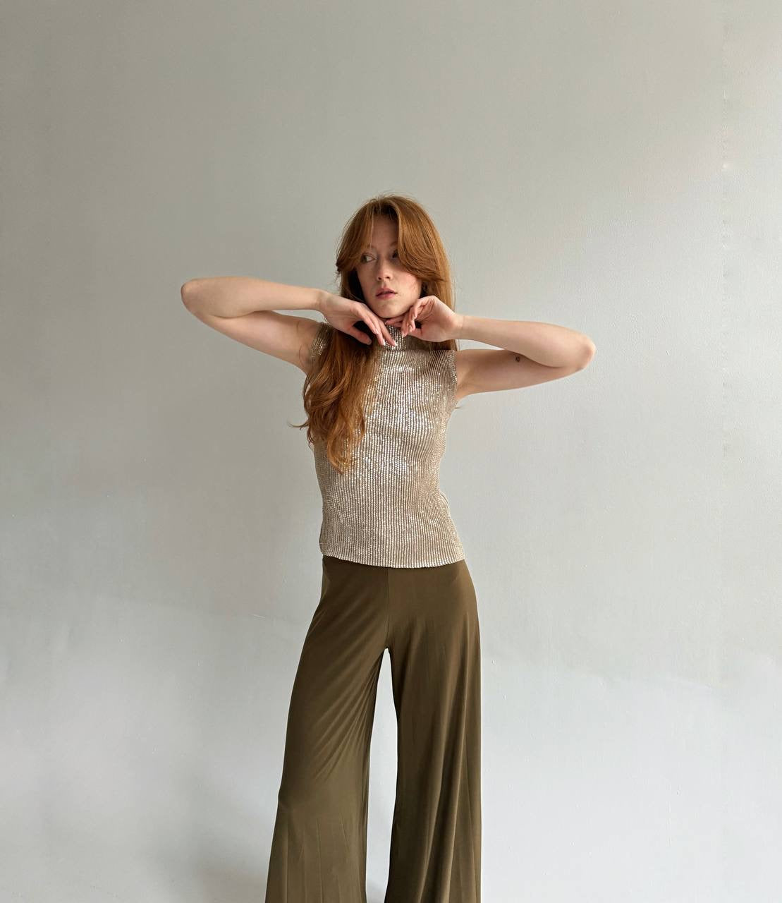 Vintage Specchio Pleats sequin top