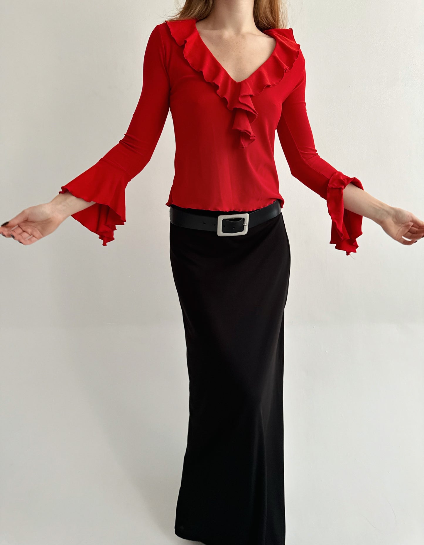 Vintage ruffled long sleeve blouse