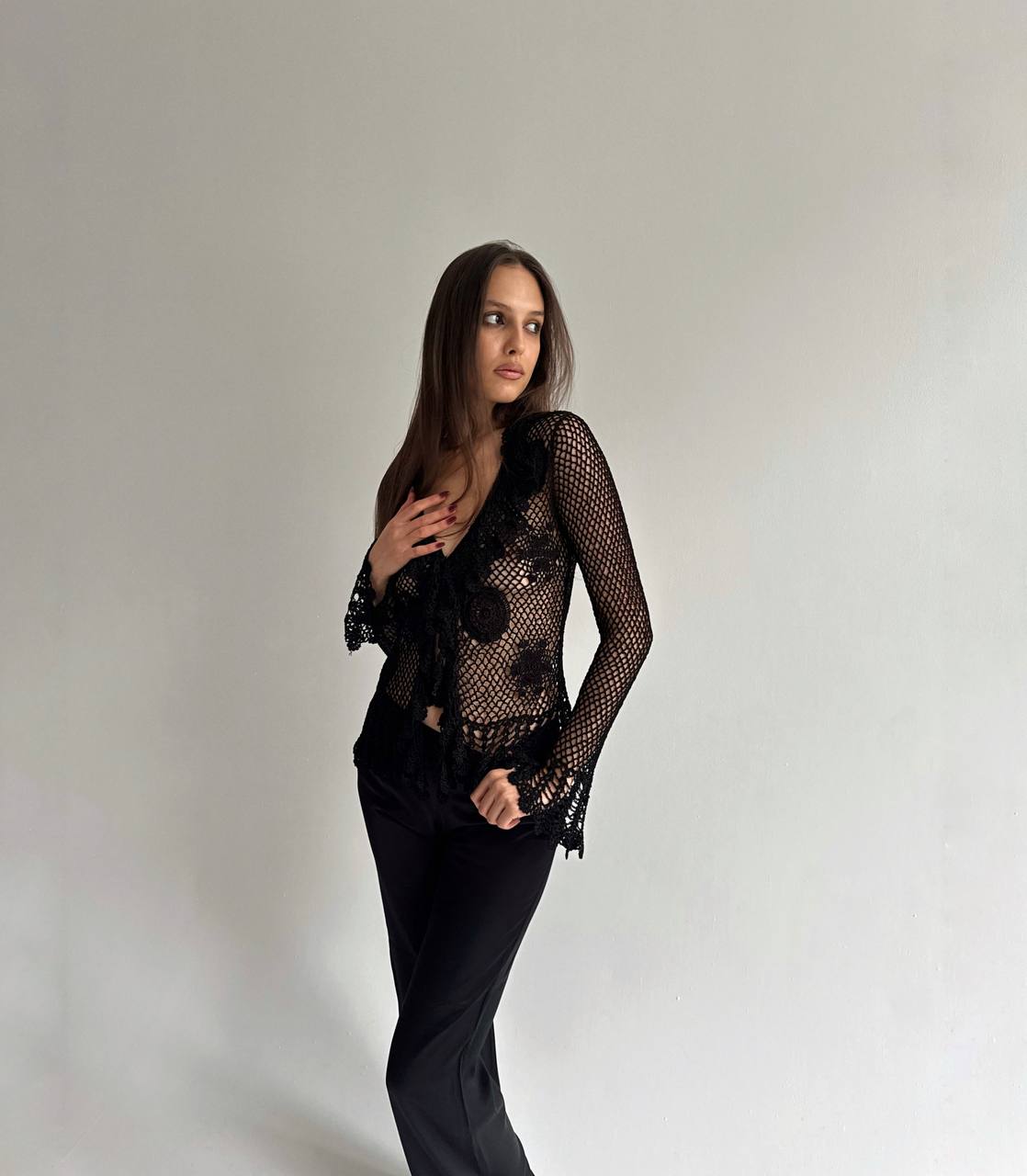 Vintage black crochet cardigan