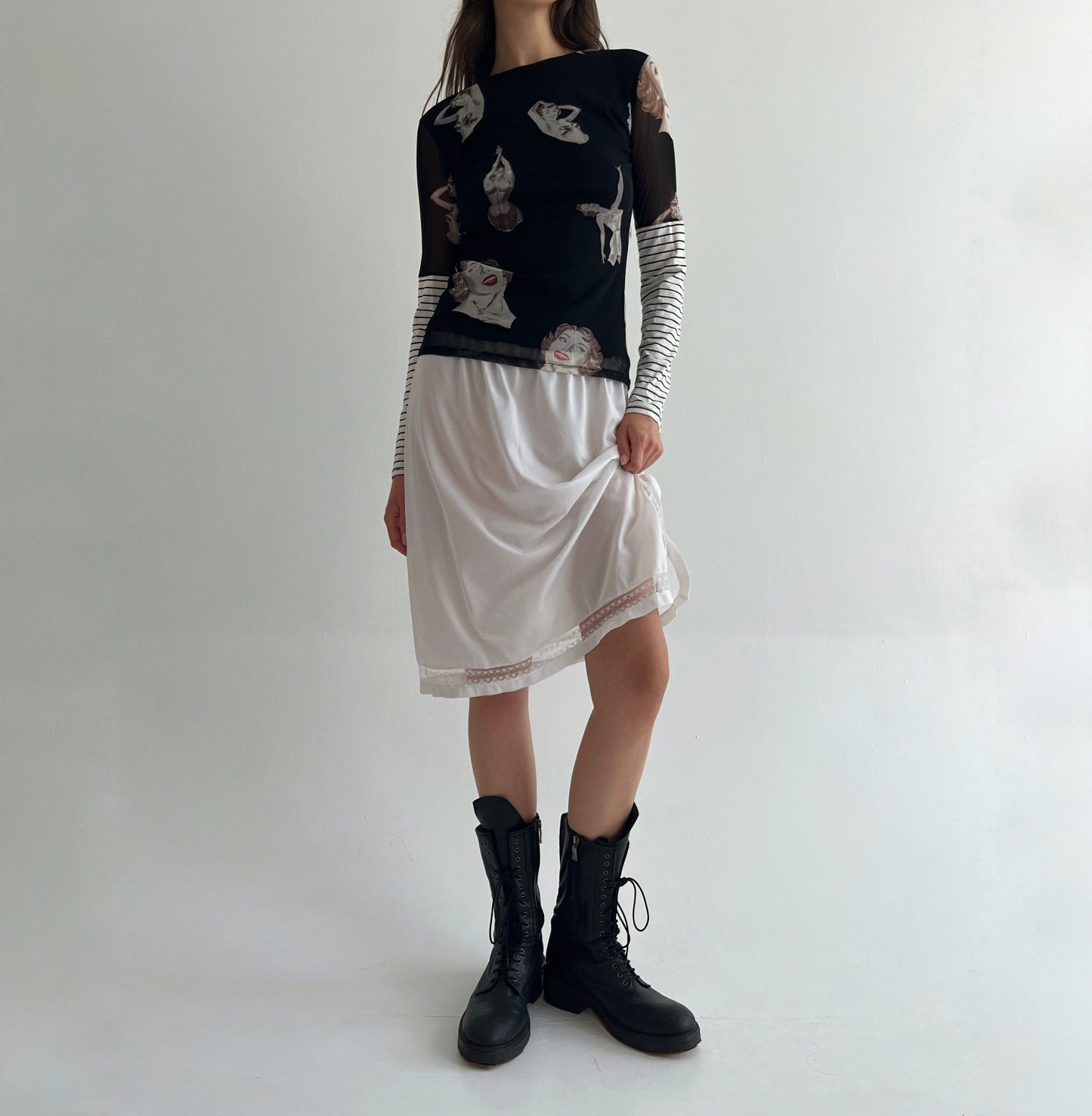 Vintage white slip skirt