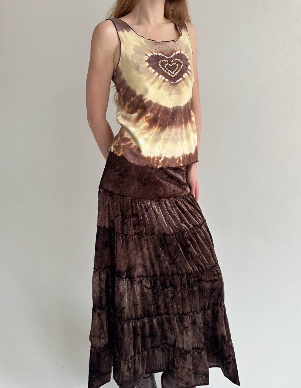 Vintage cotton tie dye brown top