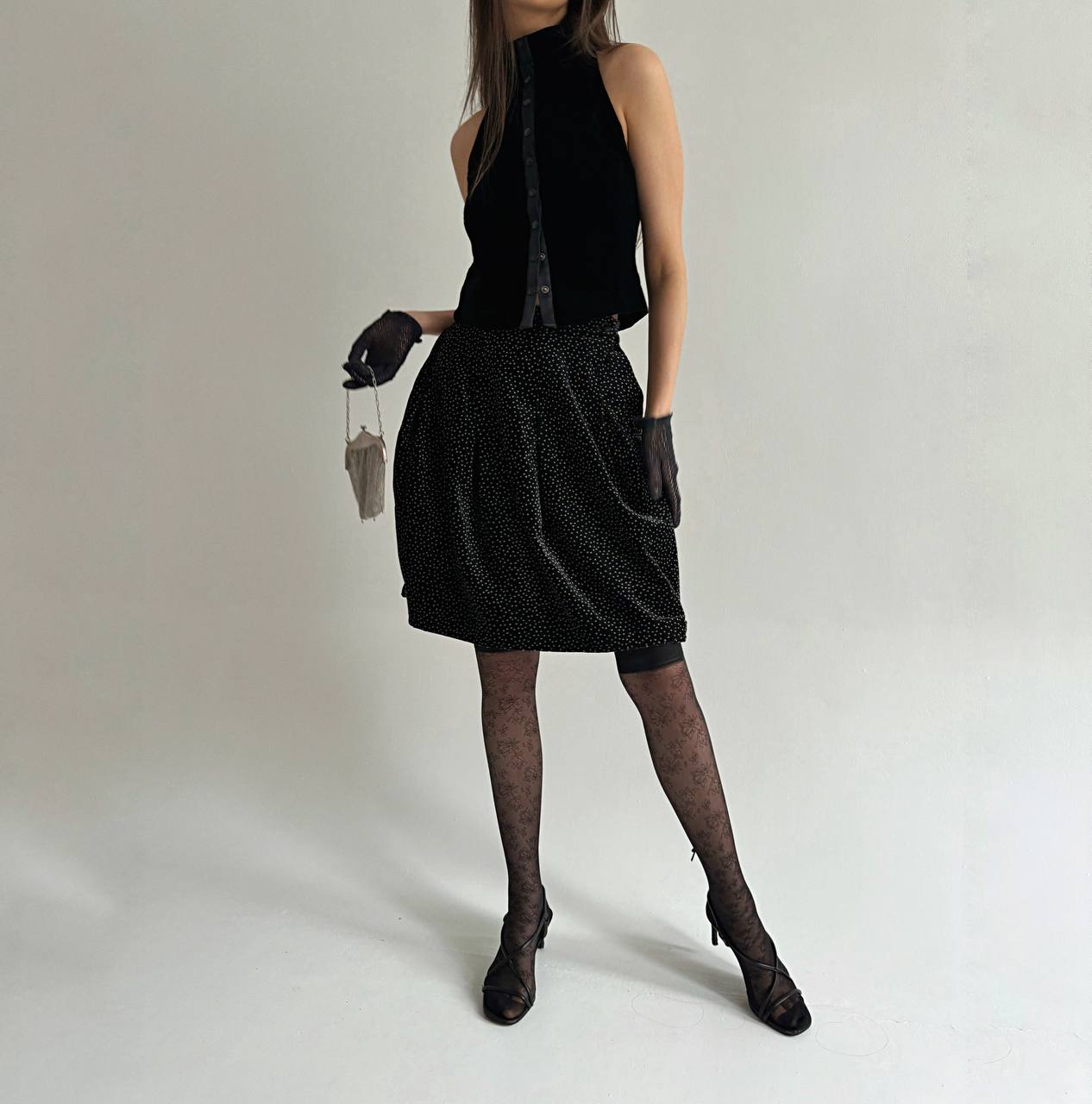 Vintage Giorgio Armani velvet polka dot skirt