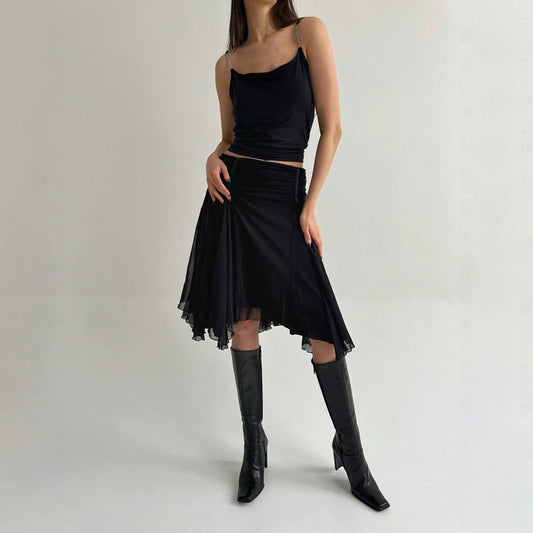 Vintage gothic asymmetrical black skirt
