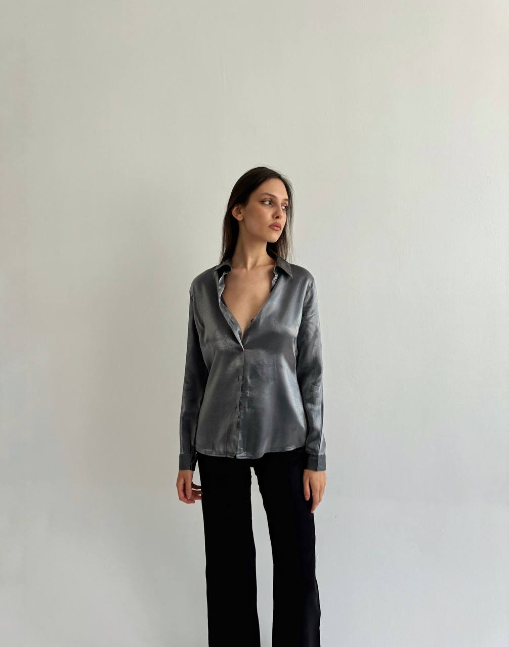 Vintage viscose chrome liquid blouse