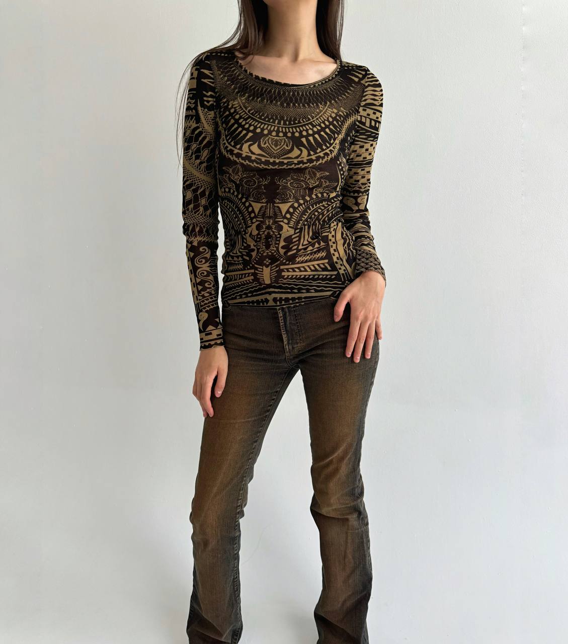 Y2K mesh ornament blouse