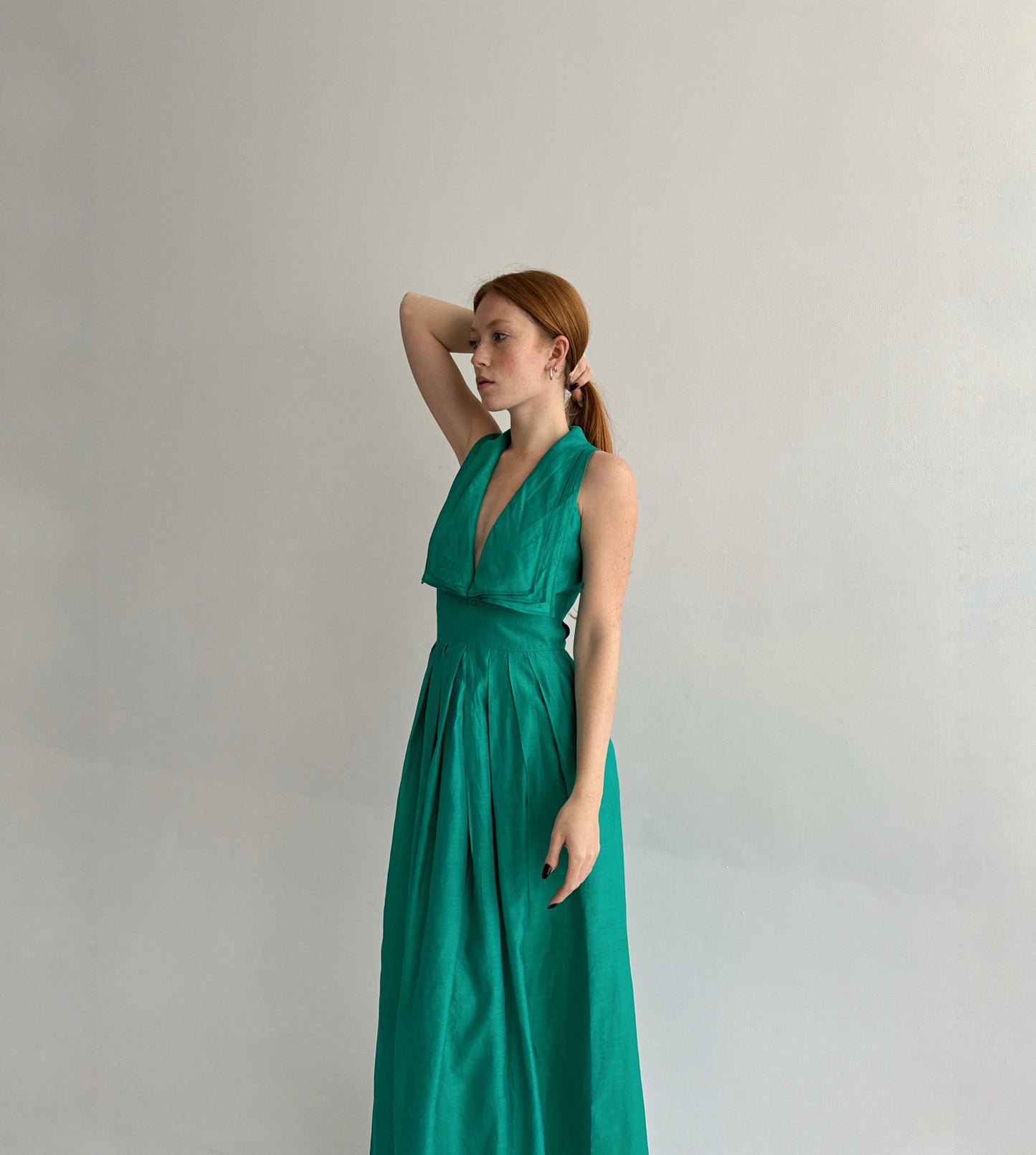 Vintage 75% cotton 25% silk green maxi dress