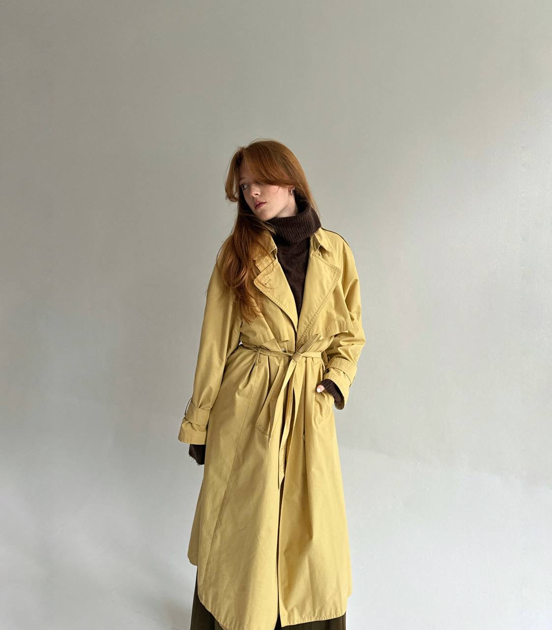 Vintage cotton blend long trench coat