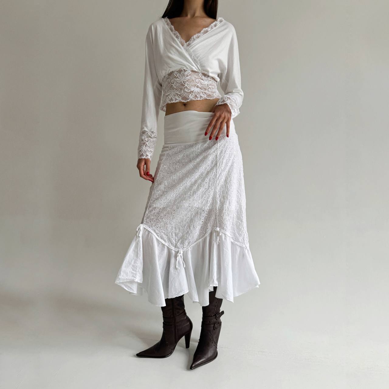 Vintage cotton prairie white skirt